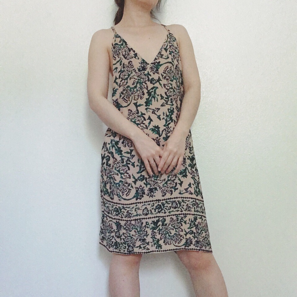 NWT Soft rayon boho sun dress tan/navy/green - Picture 8 of 8
